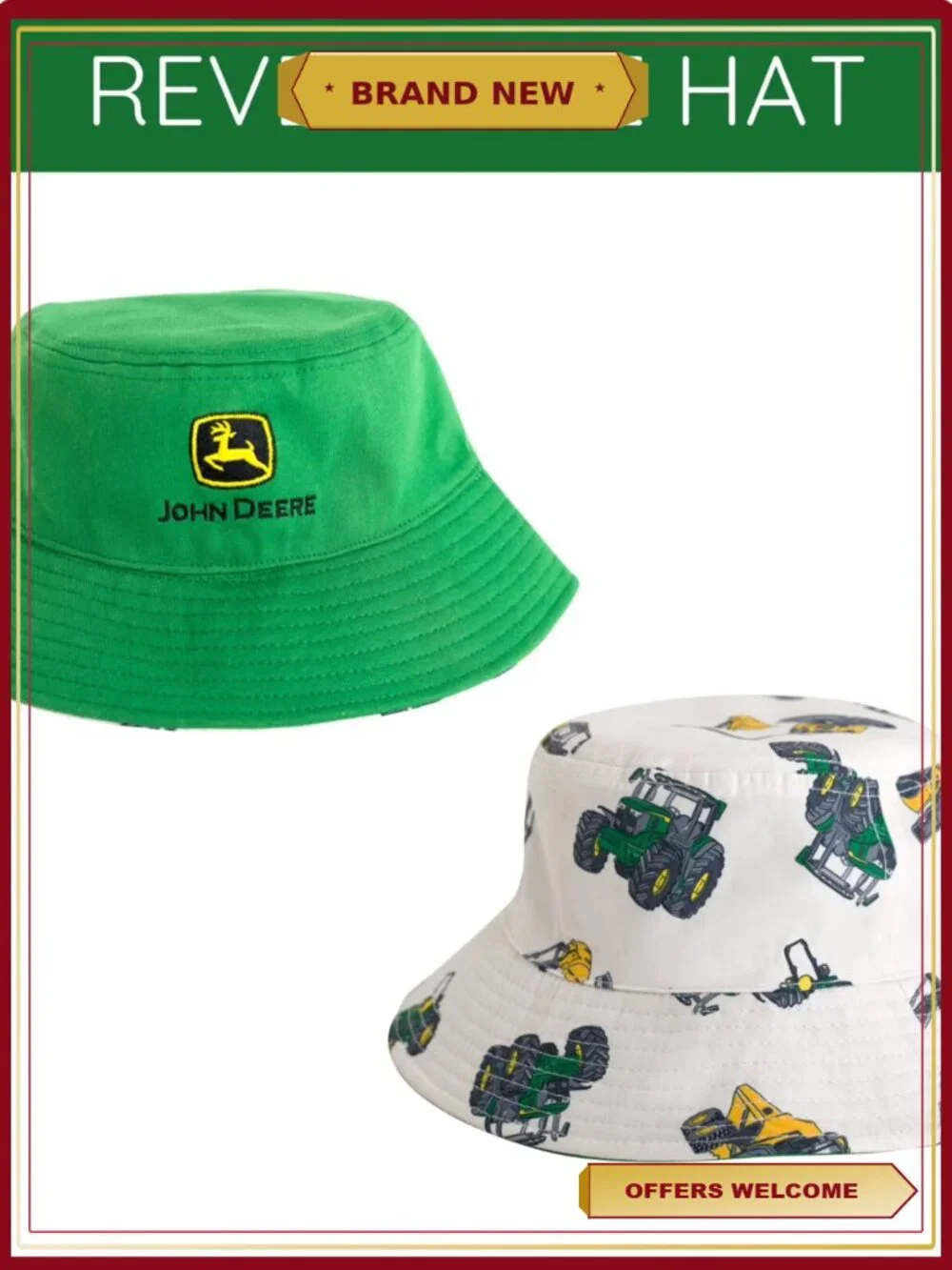 Toddler Boys 100% Cotton Bucket Sun Hat Farm Print